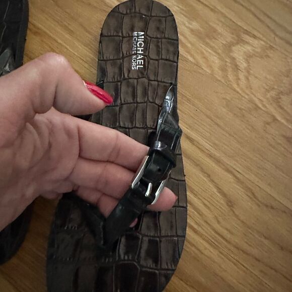 Michael Kors Black Croc-Pattern Flip Flops - Picture 3 of 4
